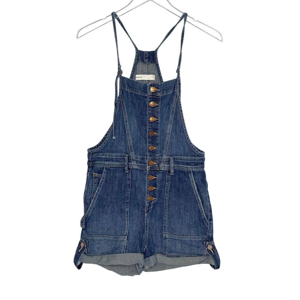 Pilcro by Anthropologie Denim Everyday Short Overalls 27 Button Down Shortall